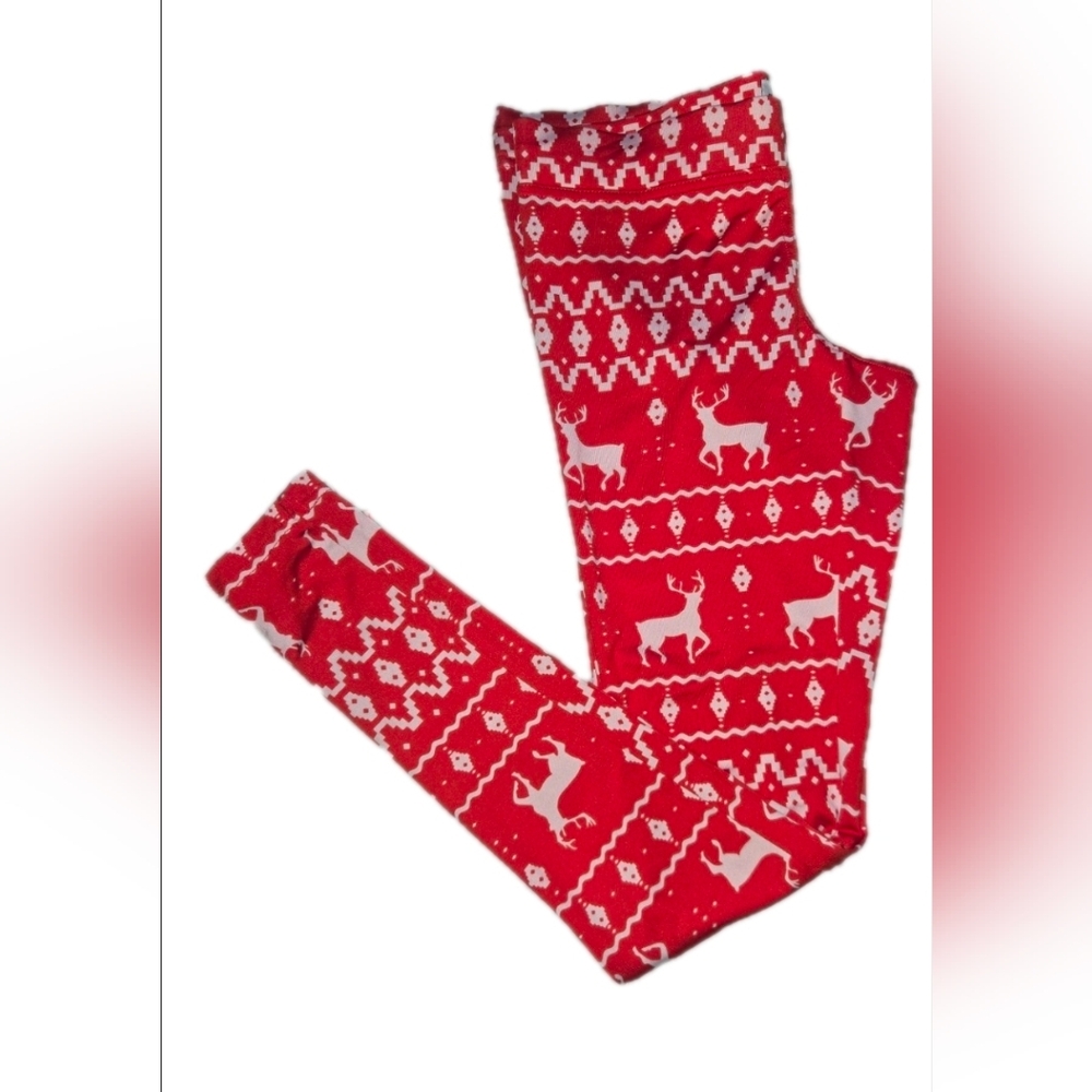 Tipsy Elves Red and White Festive Leggings Size S